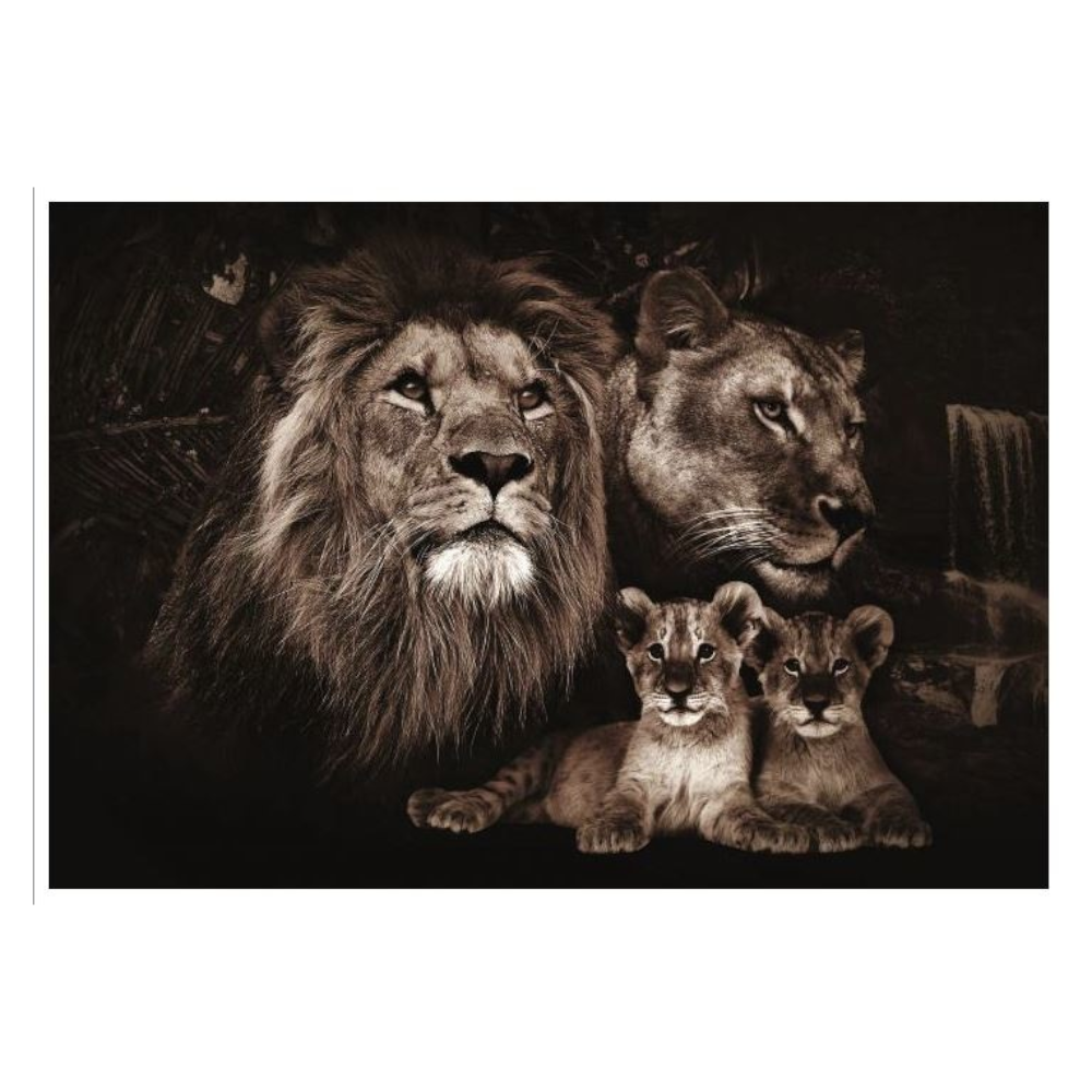 Lion King Familie  Glasschilderij 160x110